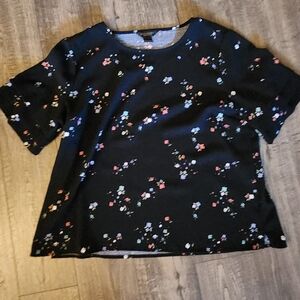 Floral Black Top